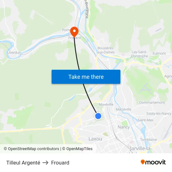 Tilleul Argenté to Frouard map