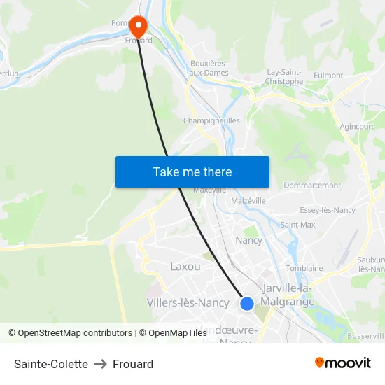 Sainte-Colette to Frouard map
