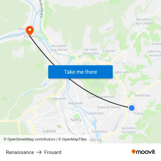 Renaissance to Frouard map