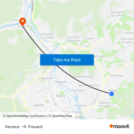 Vervaux to Frouard map