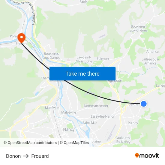 Donon to Frouard map