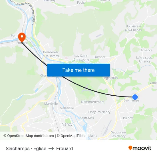 Seichamps - Eglise to Frouard map