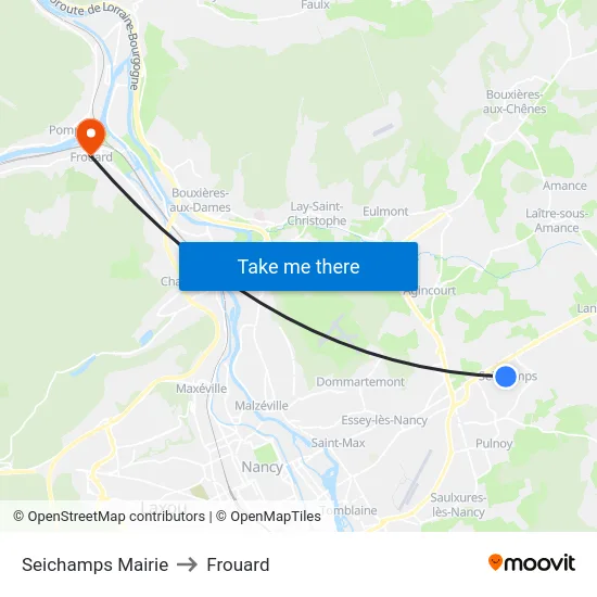 Seichamps Mairie to Frouard map