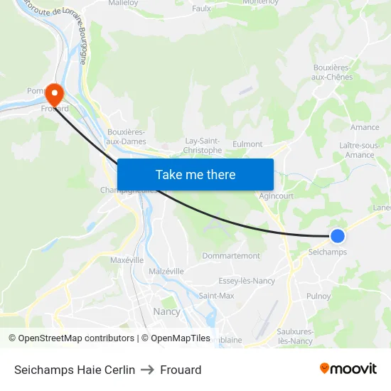 Seichamps Haie Cerlin to Frouard map