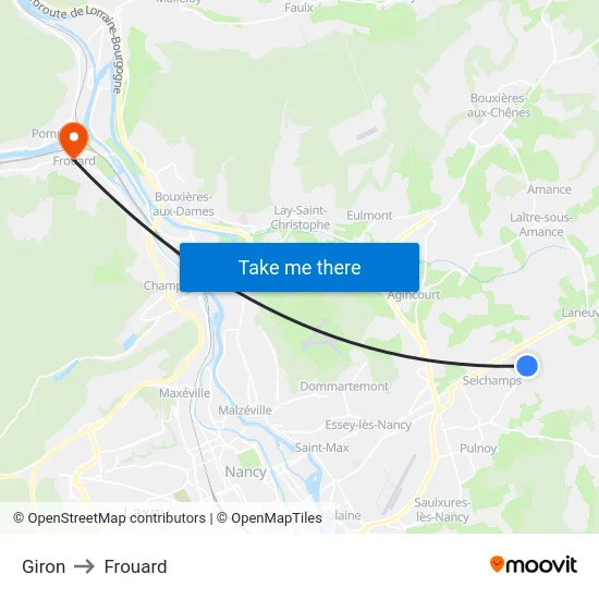 Giron to Frouard map