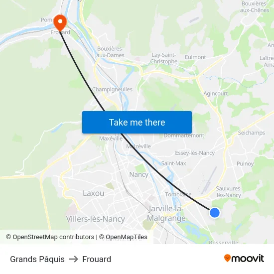 Grands Pâquis to Frouard map