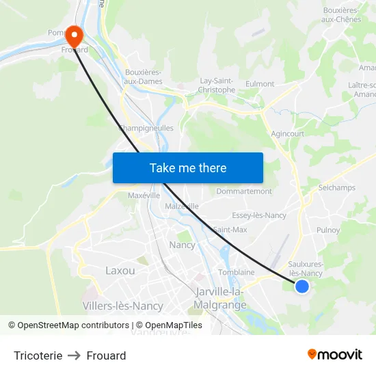 Tricoterie to Frouard map
