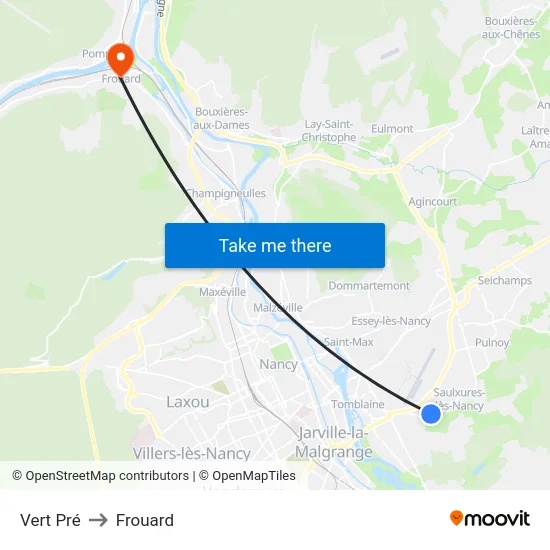 Vert Pré to Frouard map