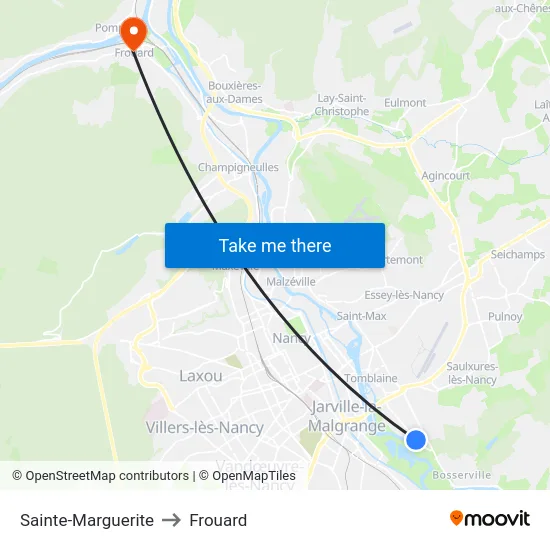 Sainte-Marguerite to Frouard map