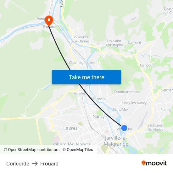Concorde to Frouard map