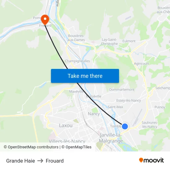 Grande Haie to Frouard map