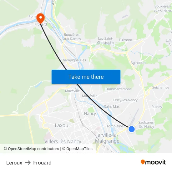 Leroux to Frouard map