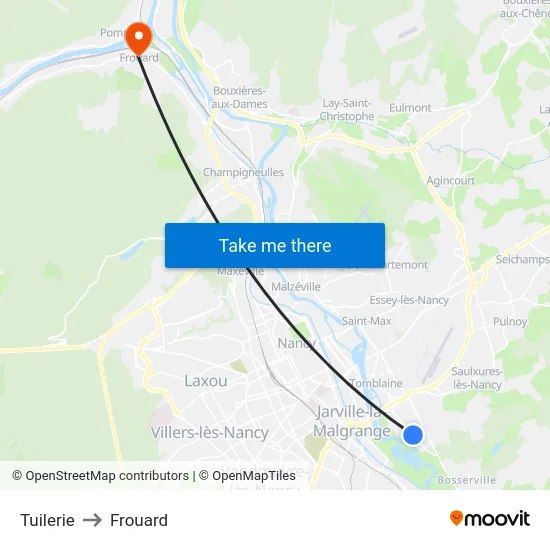 Tuilerie to Frouard map