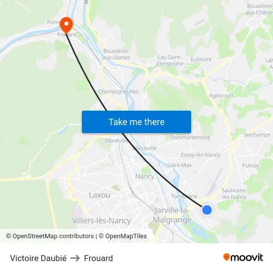 Victoire Daubié to Frouard map