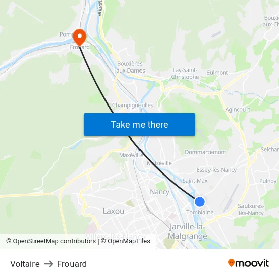 Voltaire to Frouard map
