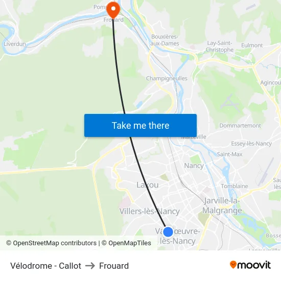 Vélodrome - Callot to Frouard map