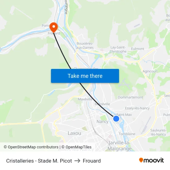 Cristalleries - Stade M. Picot to Frouard map