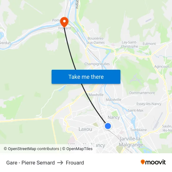 Gare - Pierre Semard to Frouard map