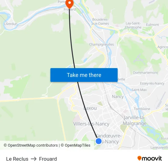 Le Reclus to Frouard map