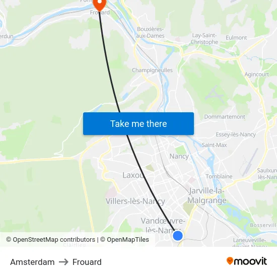 Amsterdam to Frouard map