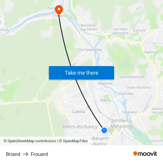 Briand to Frouard map