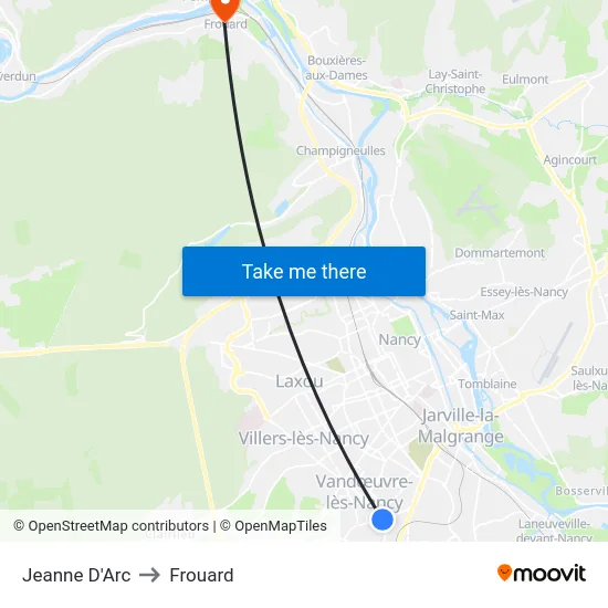 Jeanne D'Arc to Frouard map