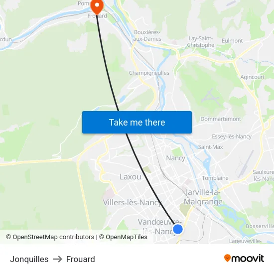 Jonquilles to Frouard map