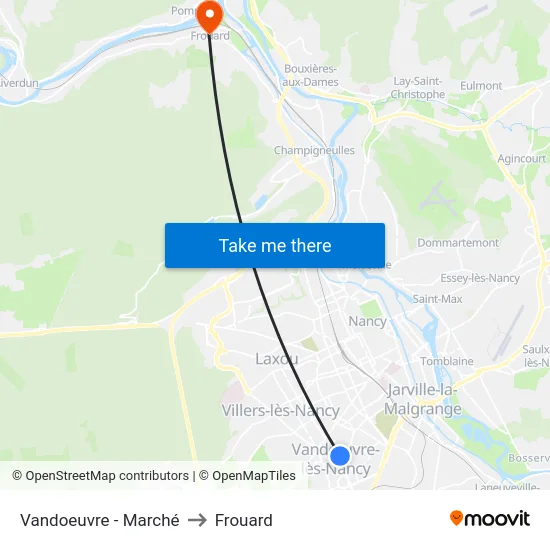 Vandoeuvre - Marché to Frouard map