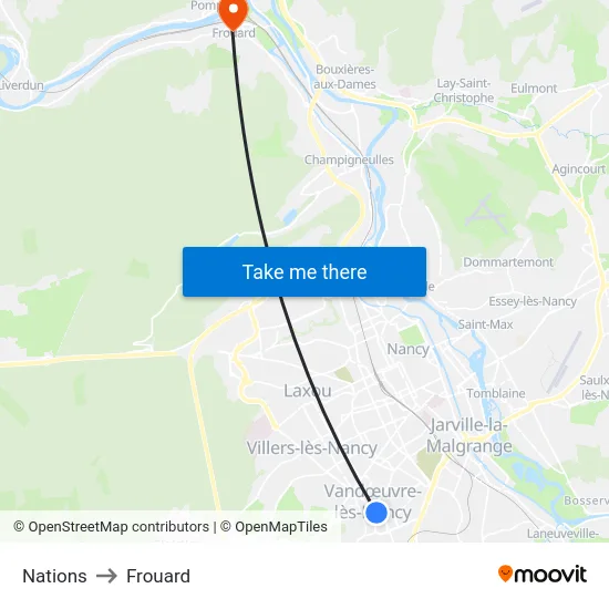 Nations to Frouard map