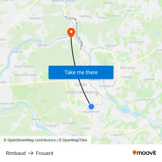 Rimbaud to Frouard map