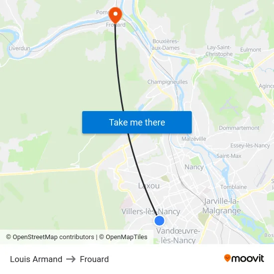 Louis Armand to Frouard map