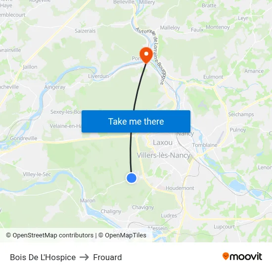 Bois De L'Hospice to Frouard map