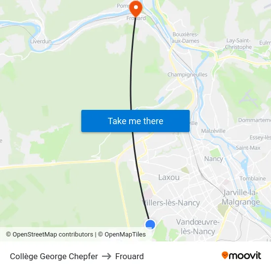 Collège George Chepfer to Frouard map