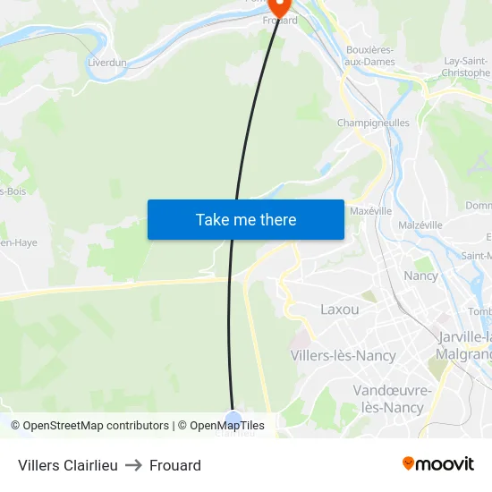 Villers Clairlieu to Frouard map