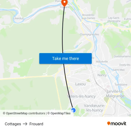 Cottages to Frouard map