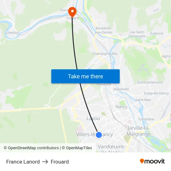 France Lanord to Frouard map