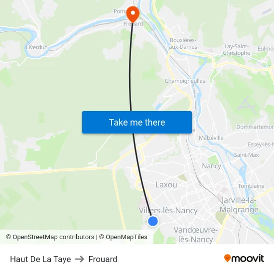 Haut De La Taye to Frouard map