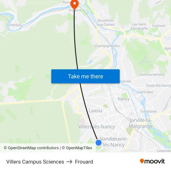 Villers Campus Sciences to Frouard map