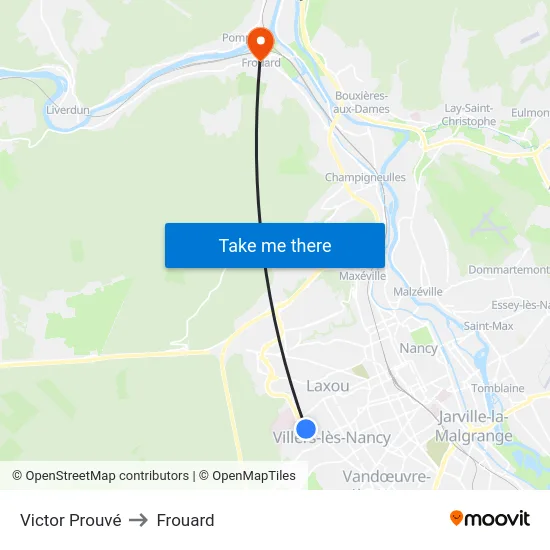 Victor Prouvé to Frouard map