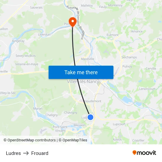 Ludres to Frouard map