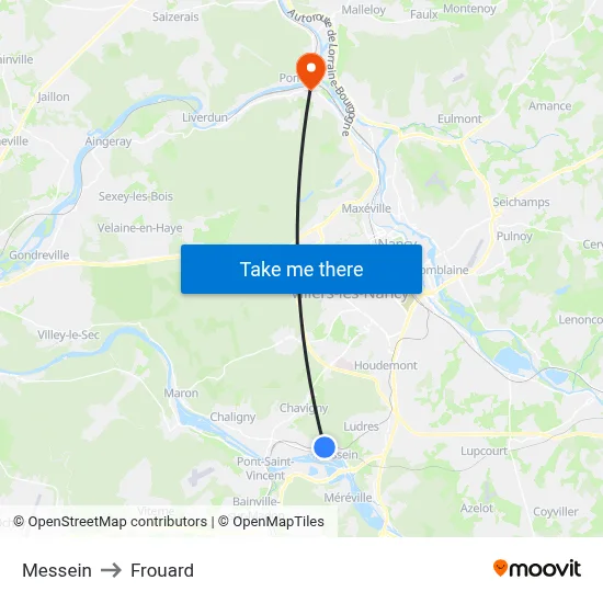 Messein to Frouard map