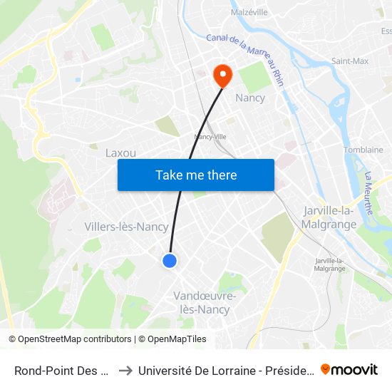 Rond-Point Des Familles to Université De Lorraine - Présidence Léopold map