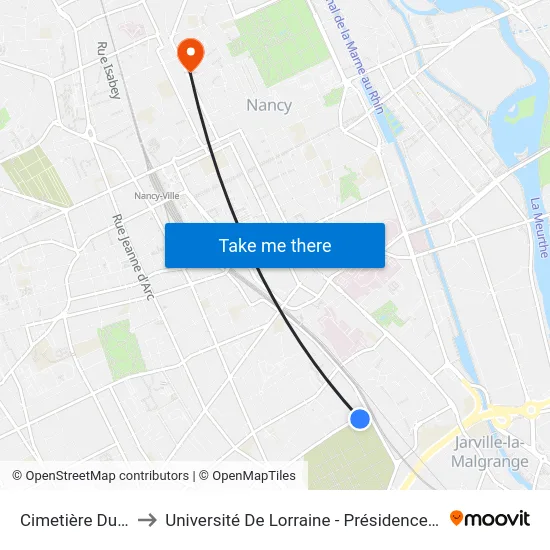 Cimetière Du Sud to Université De Lorraine - Présidence Léopold map