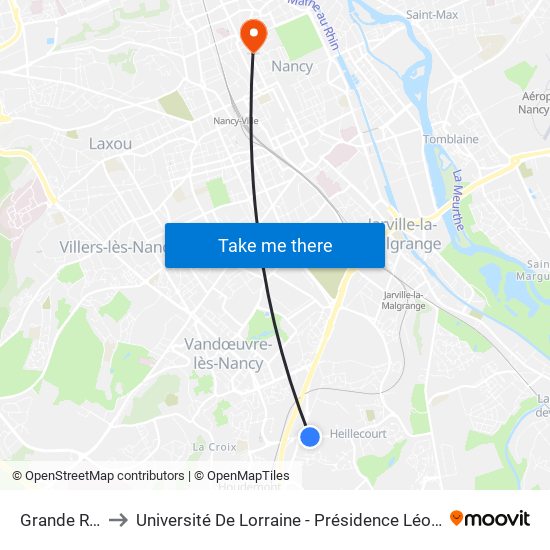 Grande Rue to Université De Lorraine - Présidence Léopold map