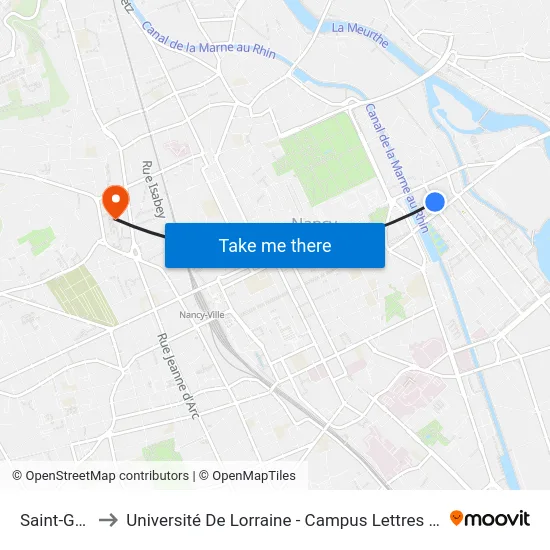 Saint-Georges to Université De Lorraine - Campus Lettres Et Sciences Humaines map