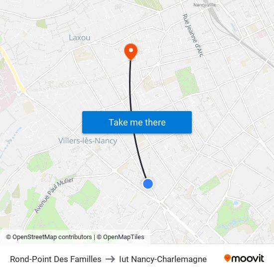 Rond-Point Des Familles to Iut Nancy-Charlemagne map