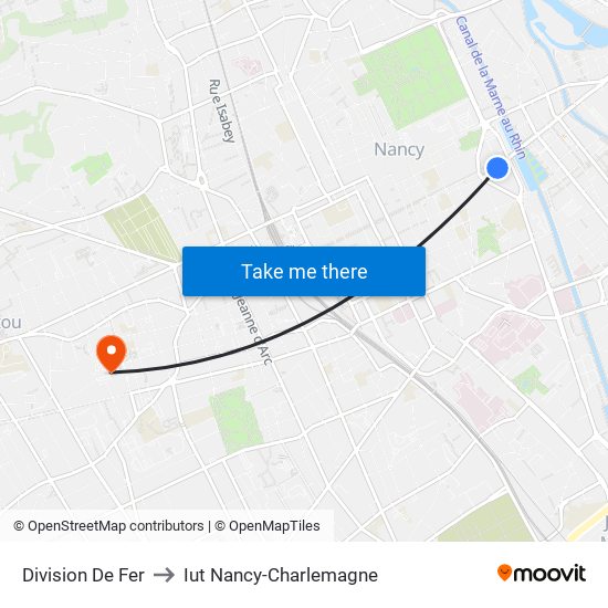 Division De Fer to Iut Nancy-Charlemagne map