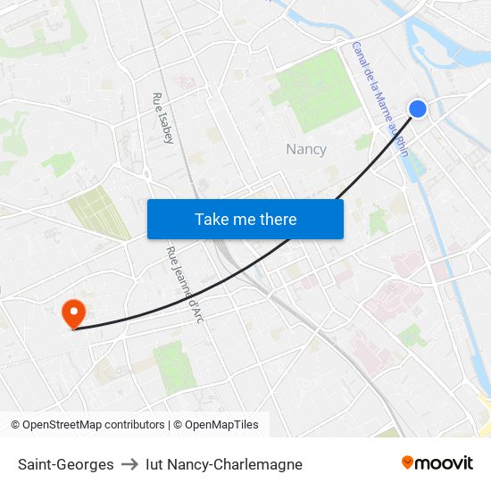 Saint-Georges to Iut Nancy-Charlemagne map