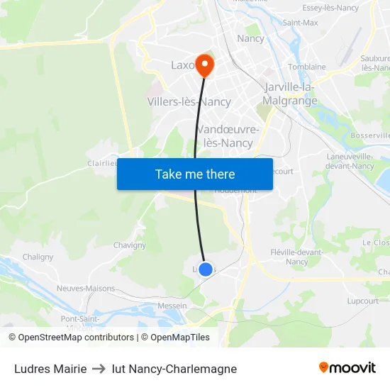 Ludres Mairie to Iut Nancy-Charlemagne map