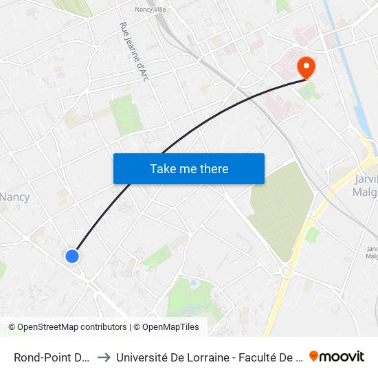 Rond-Point Des Familles to Université De Lorraine - Faculté De Pharmacie Site Lionnois map